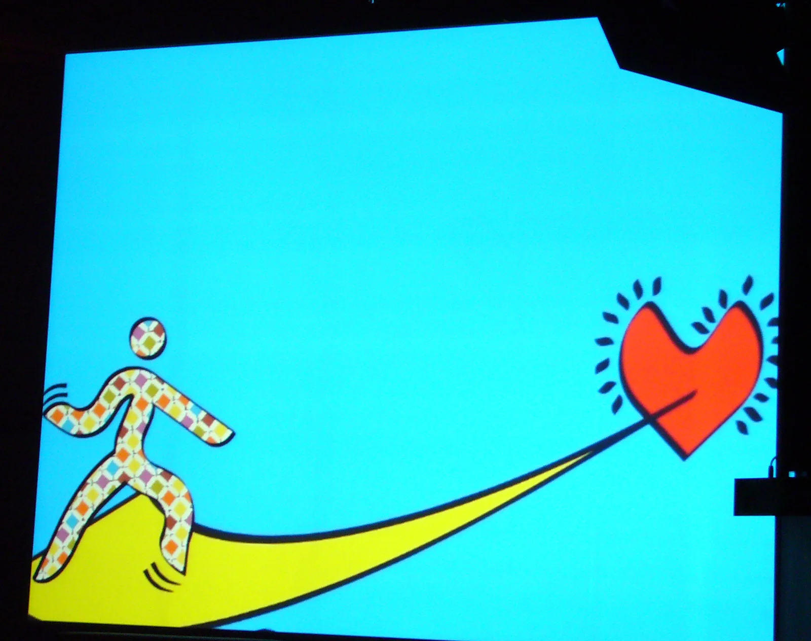 Le film d'animation : le petit homme court vers le cœur.