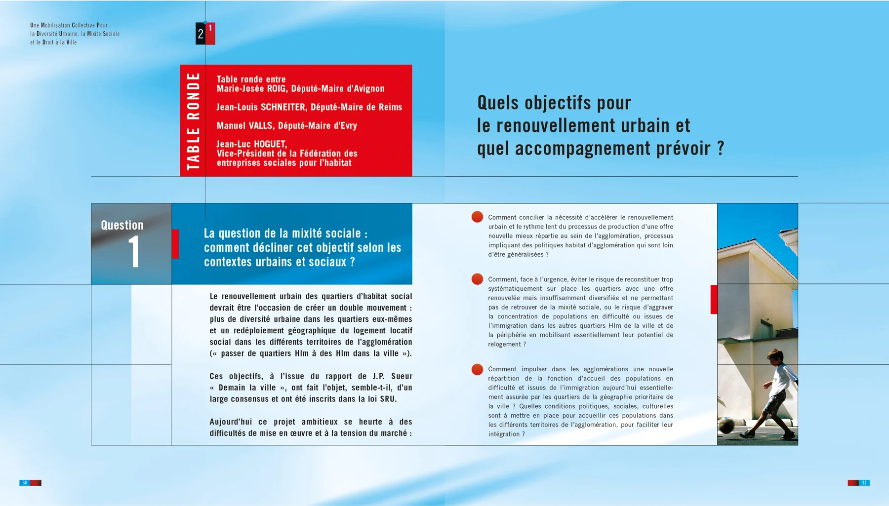 Le rapport de mai 2003 : la table ronde sur le renouvellement urbain et la mixité sociale.