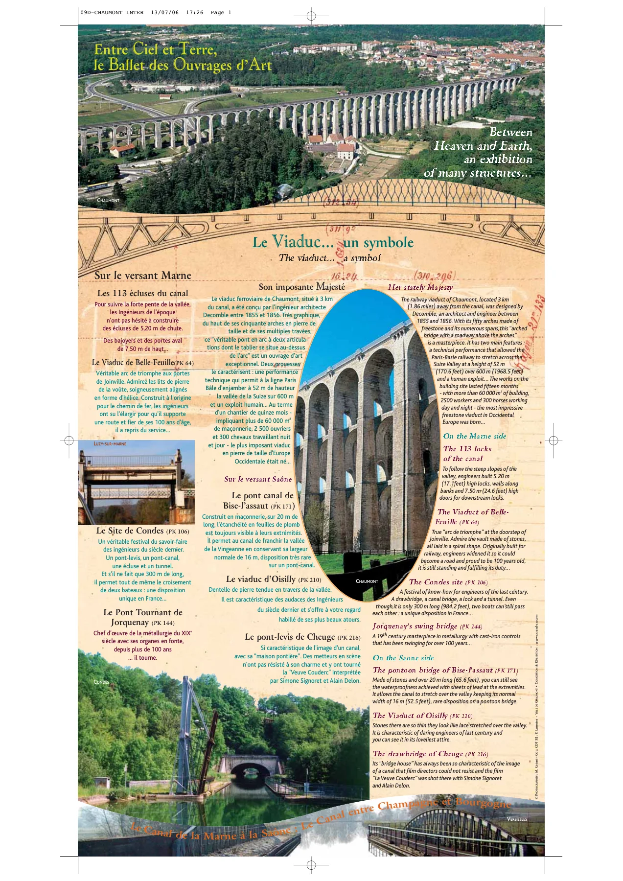 Chaumont, panneau d'interprétation du viaduc.