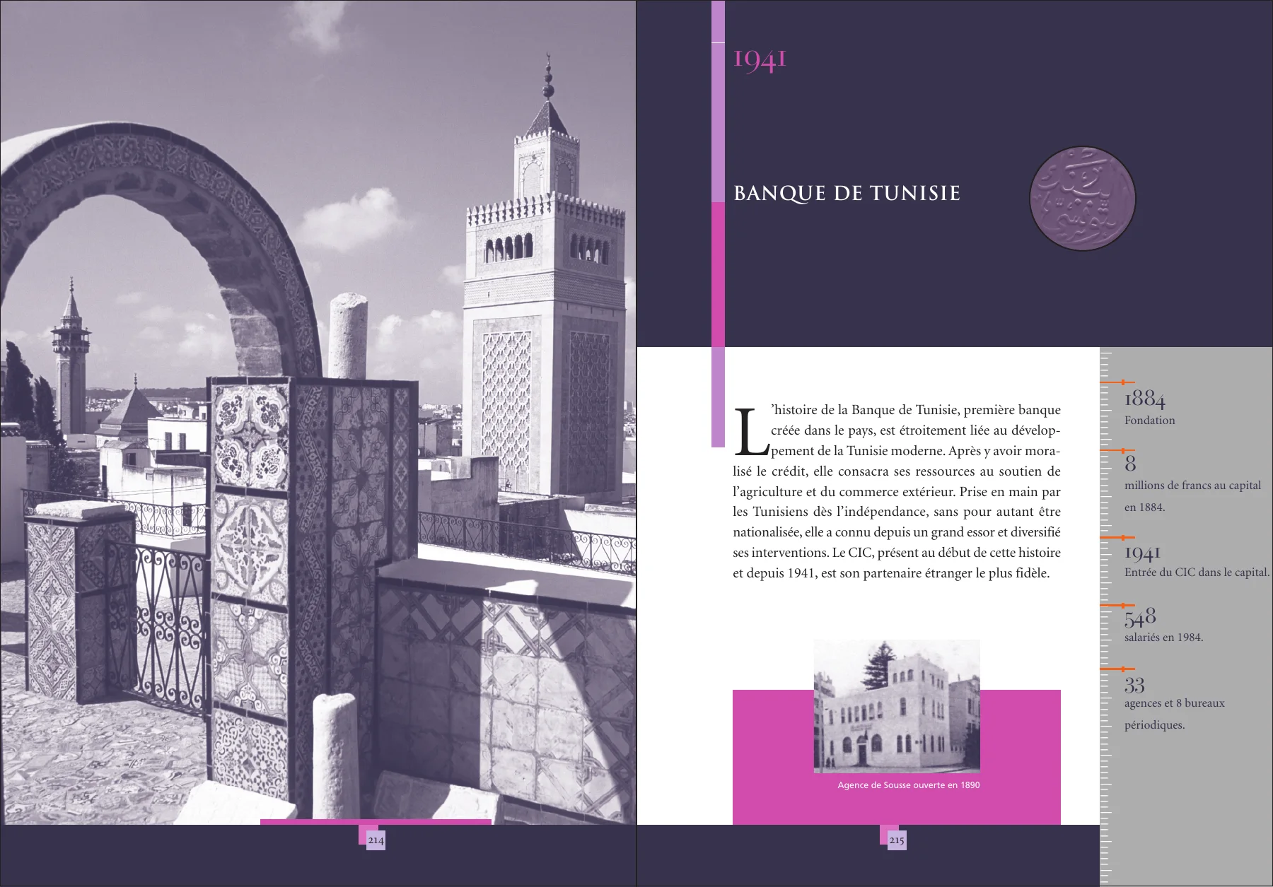 Tome 2, la notice de la Banque de Tunisie, fondée en 1884, dont le CIC entre au capital en 1941.
