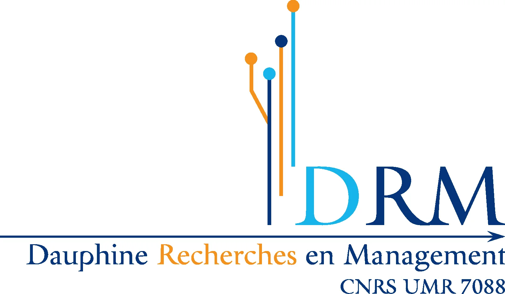 Logotype de Dauphine Recherches en Management, CNRS UMR 7088 : des branches terminées par des points, comme un circuit.