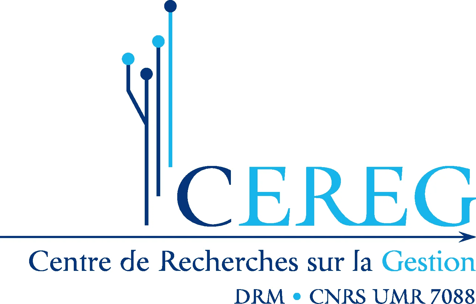 Logotype du CEREG, Centre de Recherches sur la Gestion, avec la mention DRM et CNRS UMR 7088.