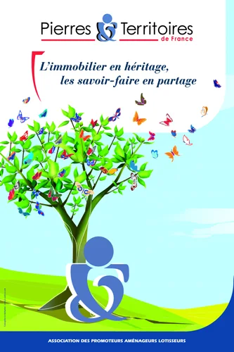 Affiche « L'immobilier en héritage, les savoir-faire en partage », l'arbre et les papillons.