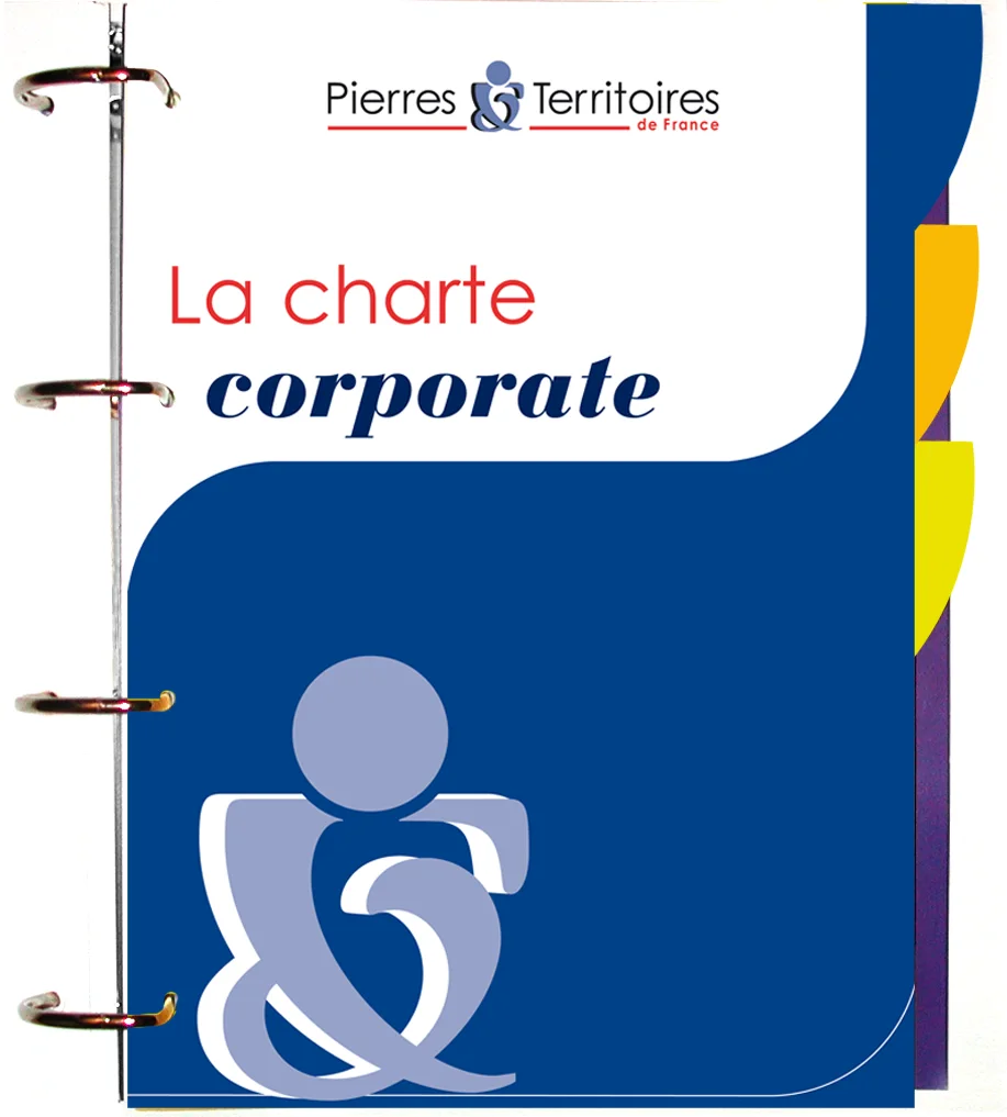 Le classeur à anneaux ouvert sur « La charte corporate ».