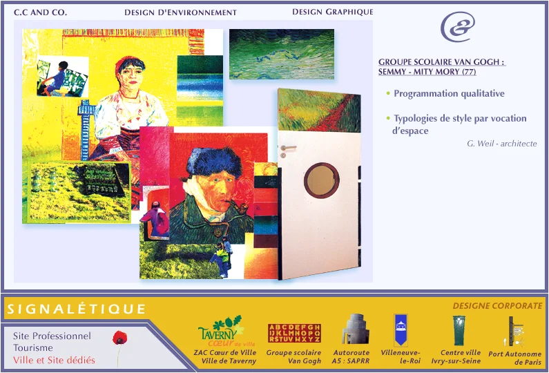 Planche de références de CC and Co pour le groupe scolaire Van Gogh : programmation qualitative et typologies de style.