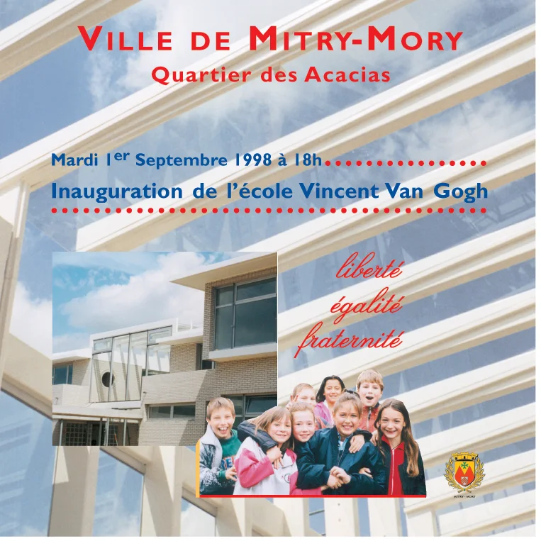 Couverture de la plaquette d'inauguration de l'école Vincent Van Gogh, septembre 1998.