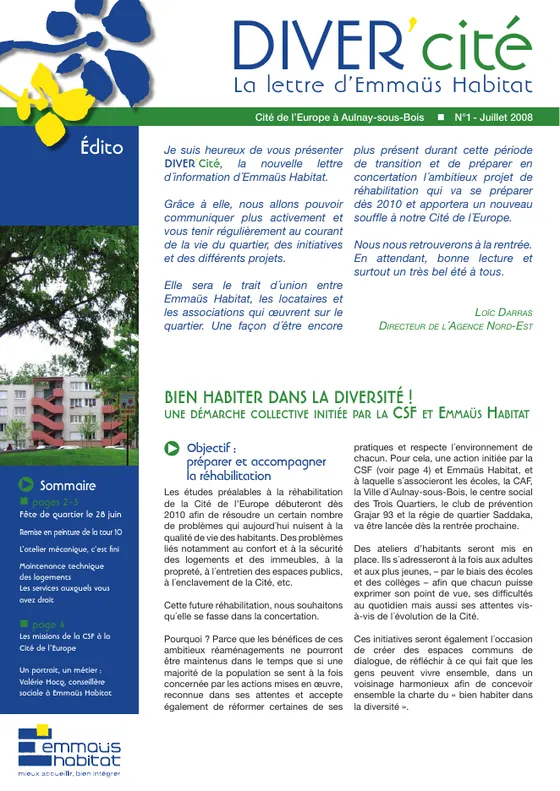 DIVER'cité Aulnay-sous-Bois, n° 1, juillet 2008.