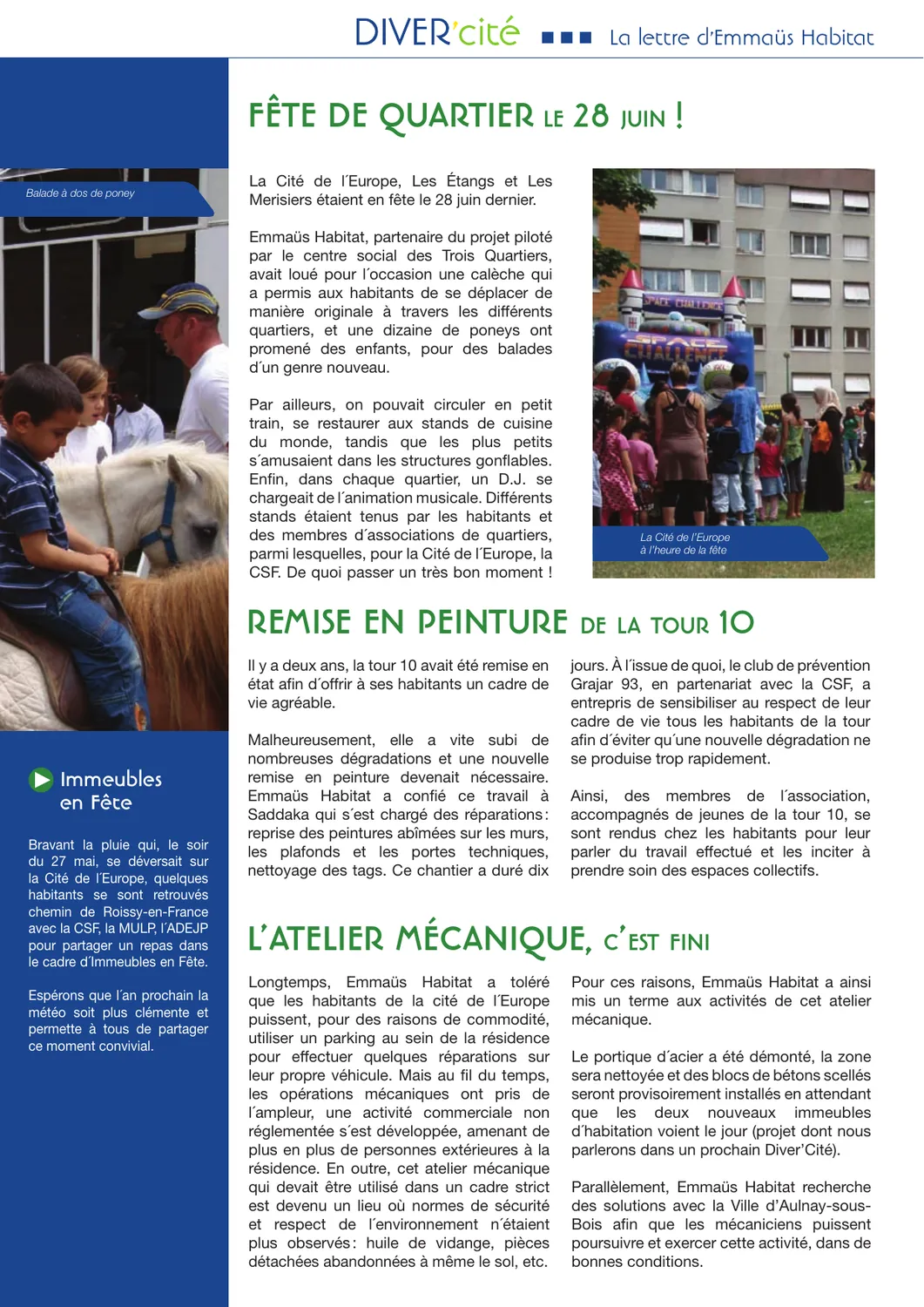 Aulnay-sous-Bois, premier numéro, juillet 2008 : la page de la fête de quartier.