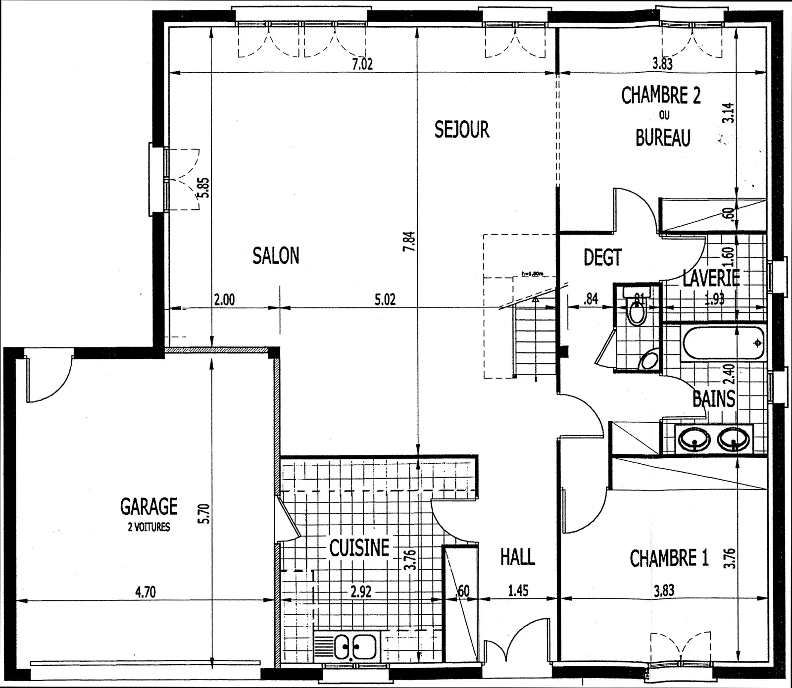 Plan du rez-de-chaussée de la maison La Fougeraie, dans le dossier des maisons témoins.