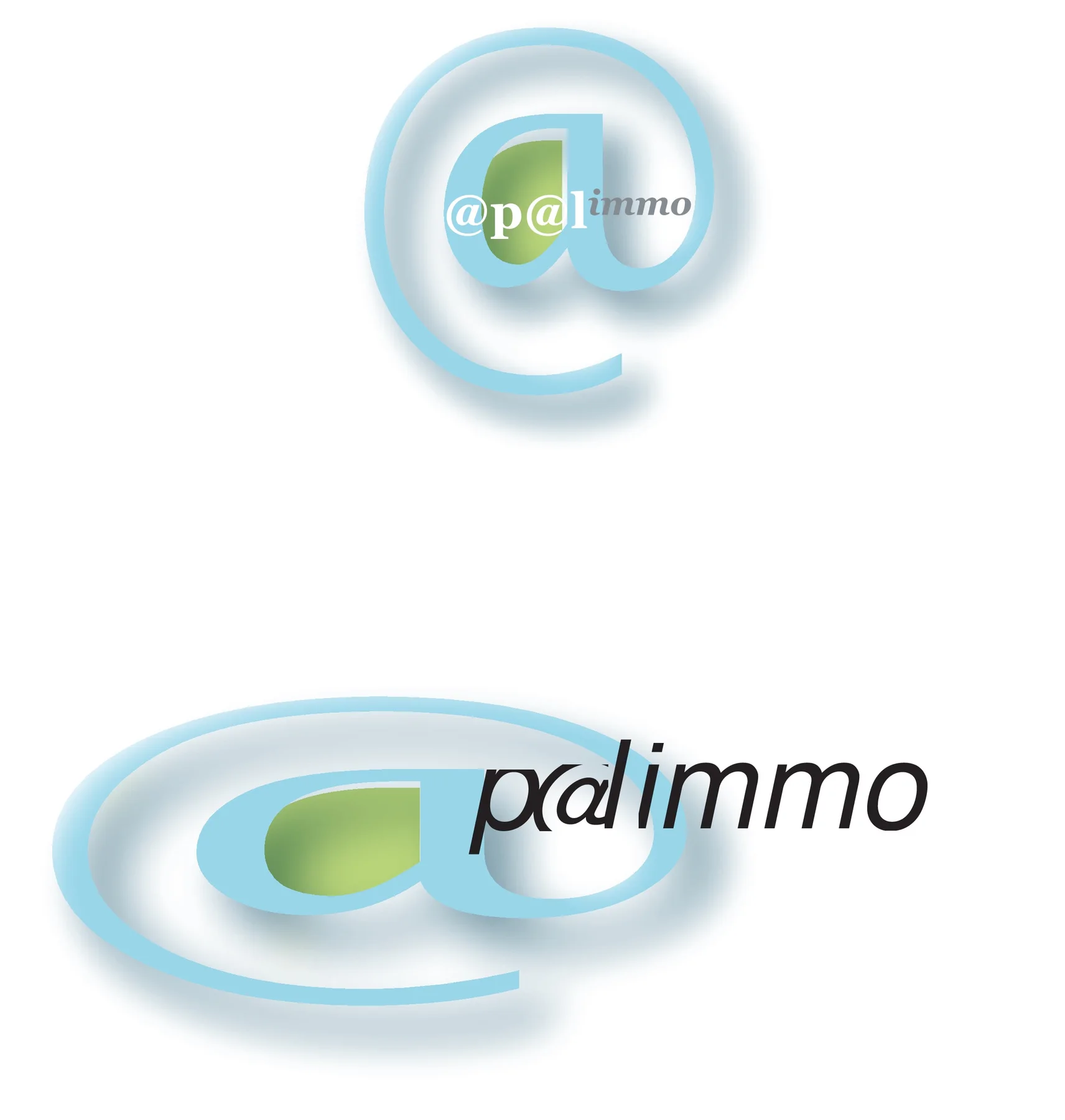 Une piste de logotype pour le nom « Apalimmo », arobase et esperluette mêlées, pendant la recherche du nom.