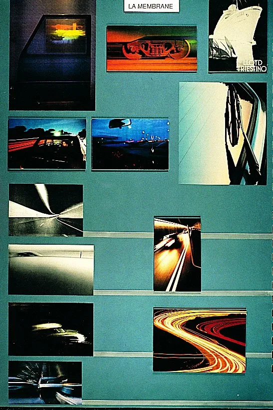 Berceau de Style, planche « La membrane » : carrosseries, tunnels et traînées de lumière sur la route.