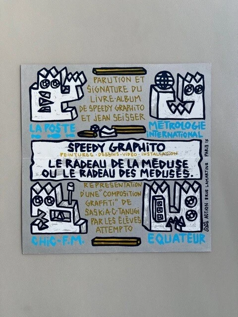 Le carton d'invitation du « Radeau des Médusés », mars 1987.
