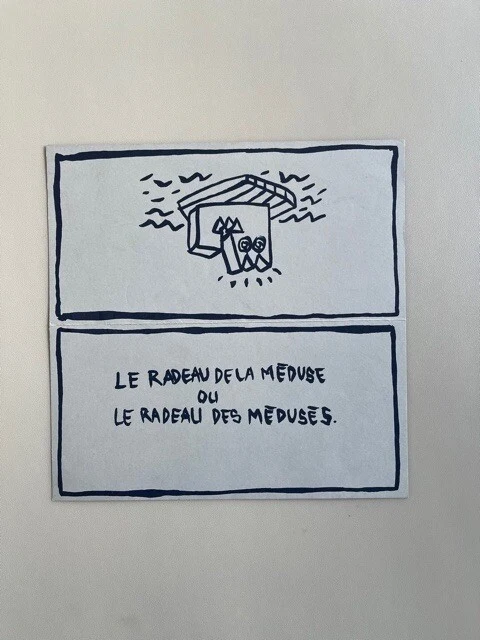 Le verso du carton : « Le Radeau de la Méduse ou Le Radeau des Médusés ».