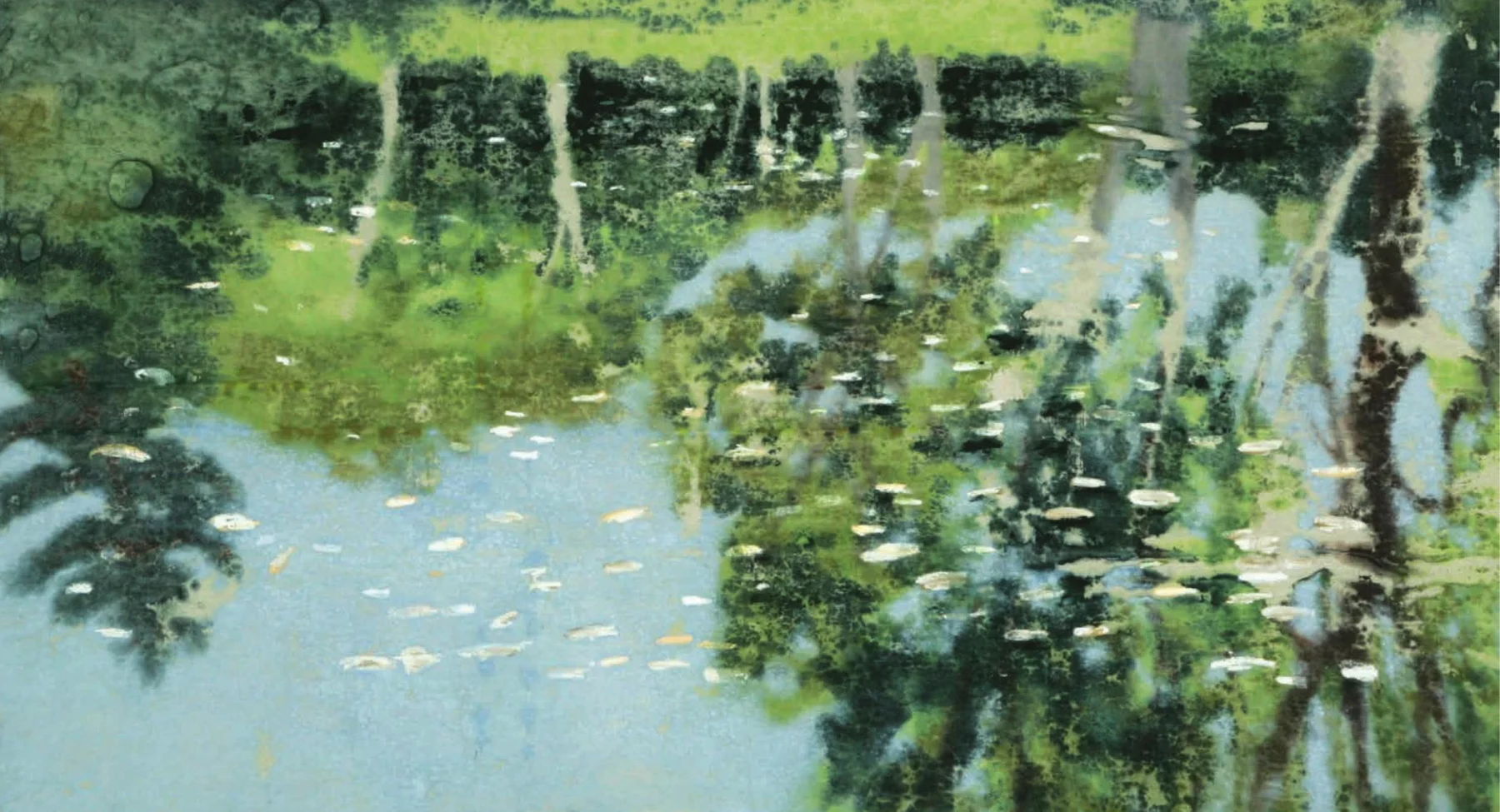 Reflets et feuillages, double page de la monographie.