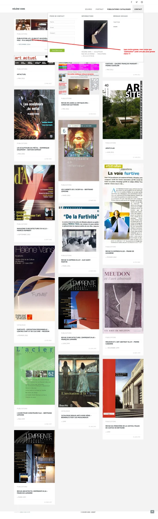 La page des publications et catalogues.