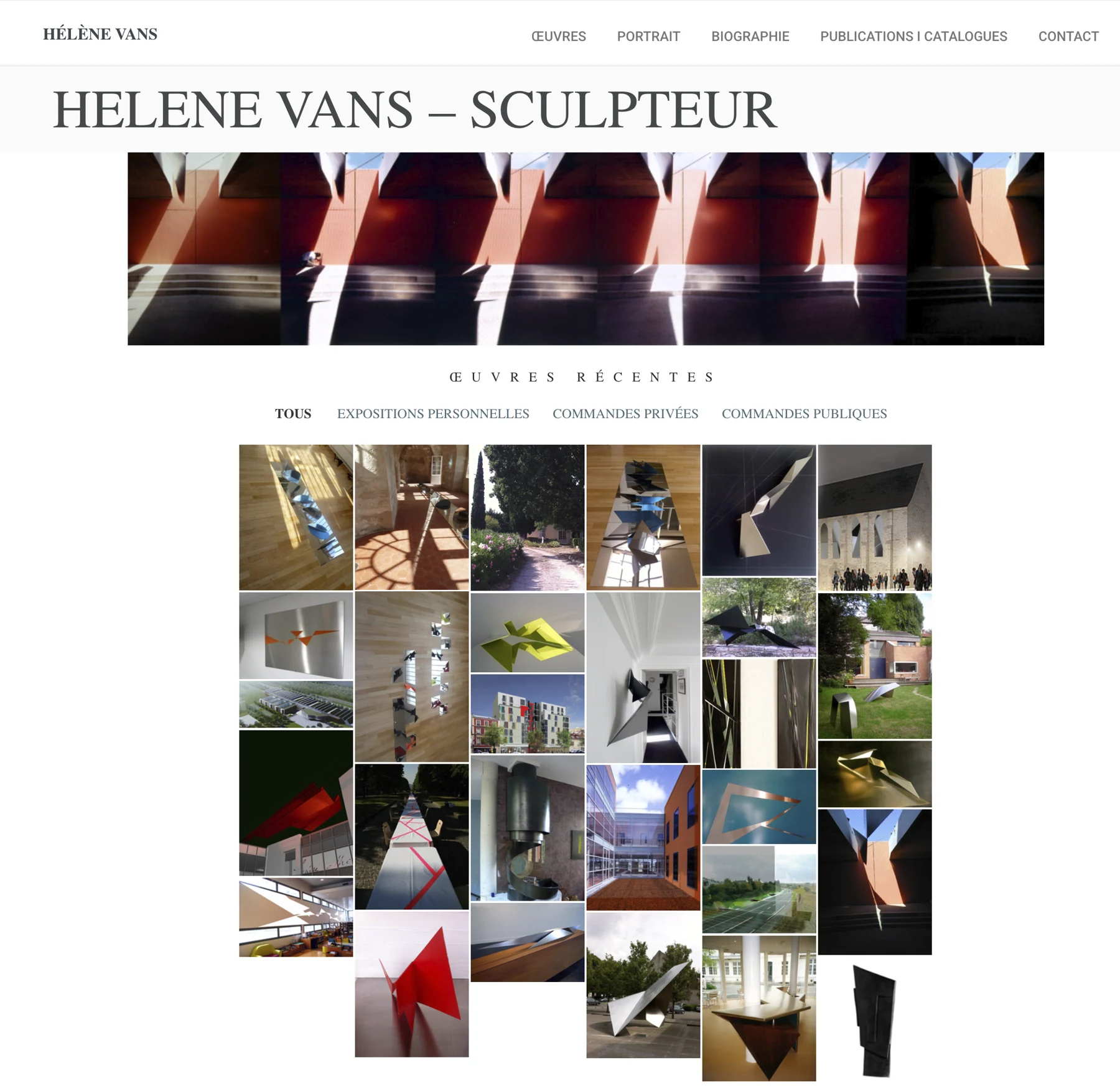 La page d'accueil du site helenevans-sculpteur.fr.