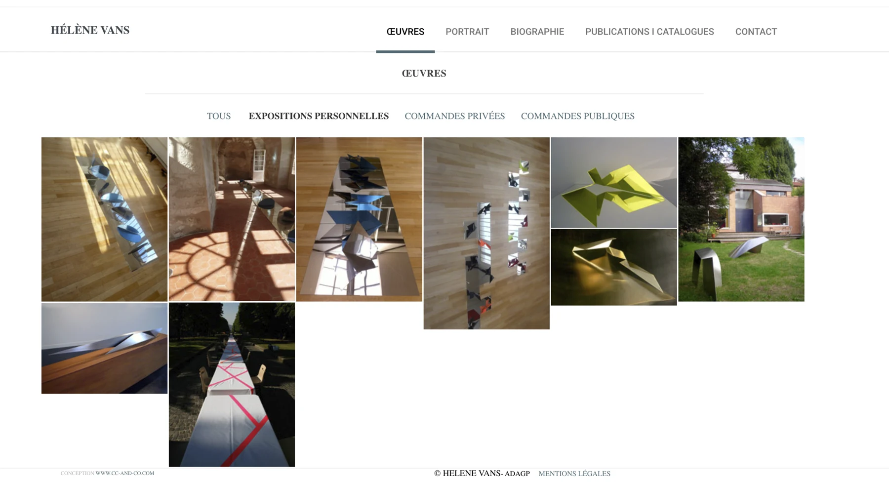 Les œuvres, filtre « Expositions personnelles ».