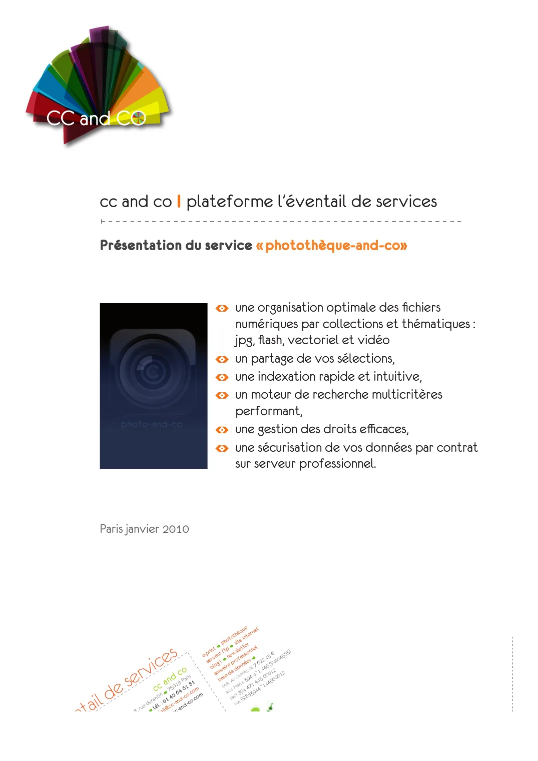 Page de garde « Présentation du service photothèque-and-co », janvier 2010.
