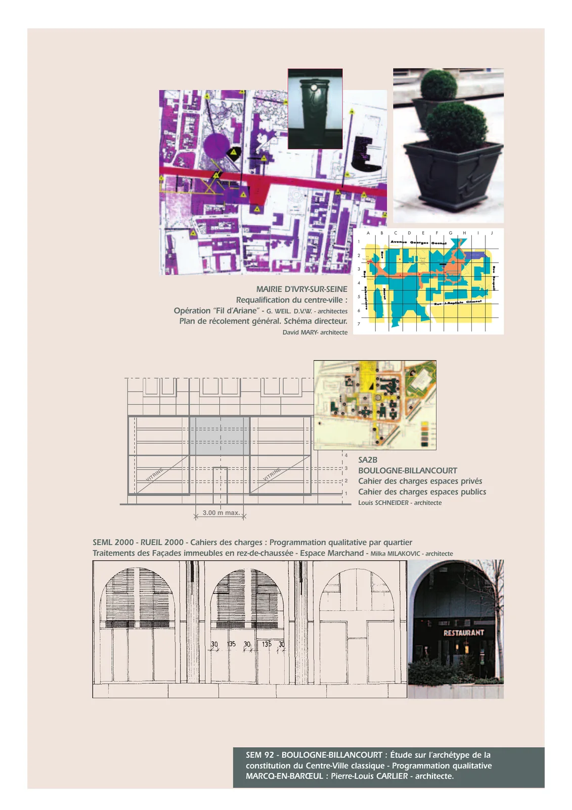 Page du book de références réunissant Ivry, Boulogne-Billancourt et Rueil 2000.