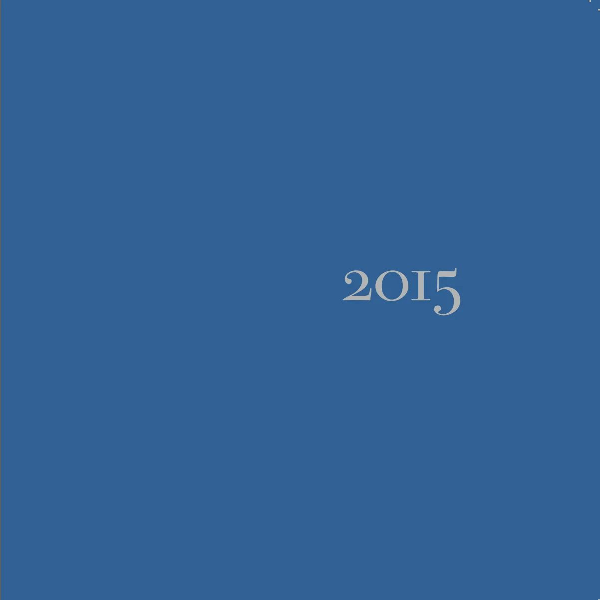 Face avant d'une carte de vœux bleue portant le millésime 2015.